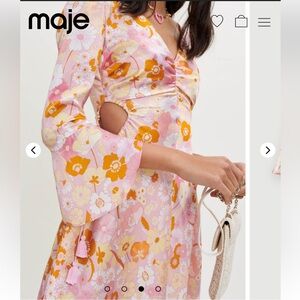 Maje flower power printed satin dress NWT SIZE 38 FR US 6